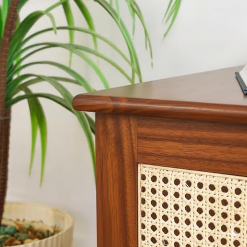 Image of MISAN Storage Boston Rattan Storage Trunk Box - Stylish & Practical Brown Wooden Chest for Home Organization | Versatile Storage Solution with Elegant Woven Design (Hony)