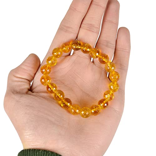 Image of Certified Natural Crystal Stone Diamond Cut /Faceted 10 mm Beads Bracelet for Men & Women | Reiki Charged Gemstone Jewellery | Multiple Stone Variants Available