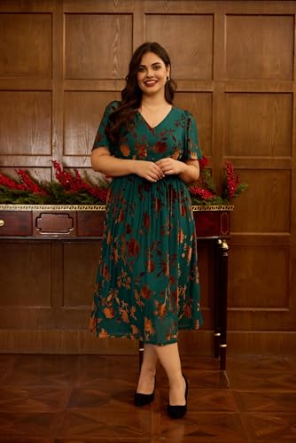 Image of TIYOMI Plus Size Velvet Dress for Women Formal Cocktail Satin Dresses for Wedding Guest XL-5XL (14W-28W)