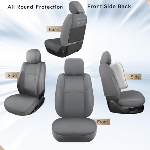 Coverado Chevy Silverado Front Seat Covers, Oxford Seat Covers Fit for Chevy Silverado GMC Sierra 2007-2026 1500, 2015-2026 2500HD 3500HD Crew Double Extended Cab(Front, Gray) by Coverado - Used condition - Image 9