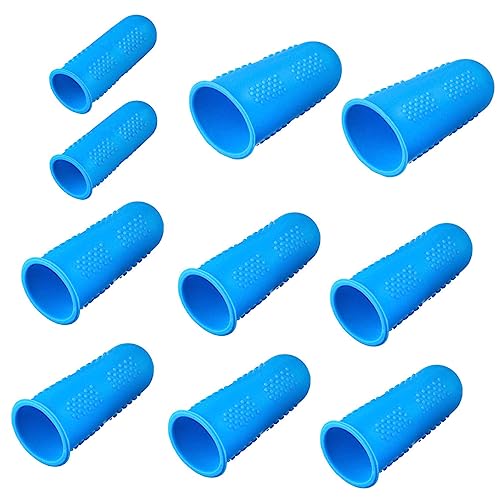 IWOWHERO Protectores De Dedos De Silicona Antideslizantes Cobertura De Grano, 10 Unidades (2 Grandes, 6 Medianos, 2 Pequeños), Flexible y Resistente Al Calor Para Uso Médico, Manualidades y Bricolaje