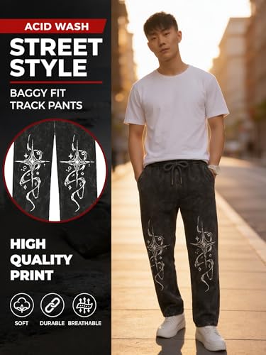 Image of fanideaz Mens Cotton Baggy Trackpant for Men | Streetwear Loose Fit Track Pants for Men | Comfortable Breathable Cotton Casual Wear Lower for man Stylish