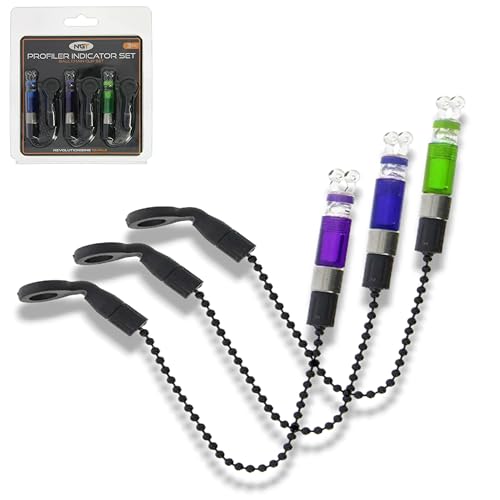 NGT Profiler Bite Indicators Bobbins Set Of 3 Carp Coarse Fishing Green Blue Purple - Image 2