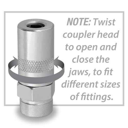 Foto de Performance Tool W54204 Pro Pistola de grasa, con cartucho de 14 oz, manguera flexible de 12 pulgadas, acoplador ajustable, barril nudoso, bloqueo accionable y válvula de llenado a granel y de purga (imagen 4)