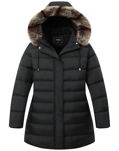 Pefflarge Women’s Plus Size Down Jacket Puffer Coat | Windproof, Waterproof, Detachable Hood, Insulated for Winter Travel