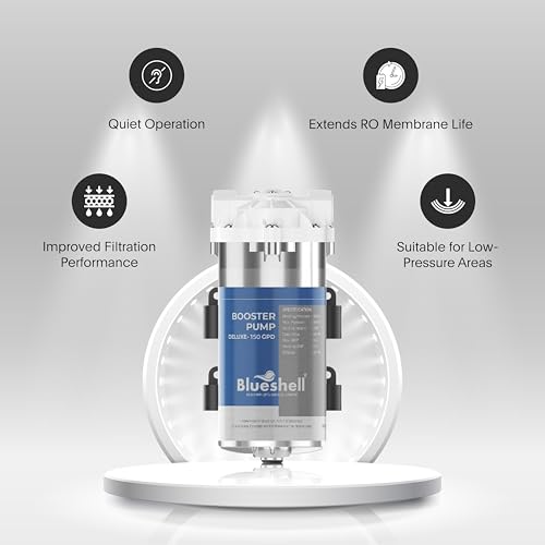 Image of Blueshell Standard DELUXE RO Booster Pump 150 GPD, RO Pump 150 GPD with Elbow and End Connectors | Compatible with All Types of RO Water Purifier, Universal Type Motor