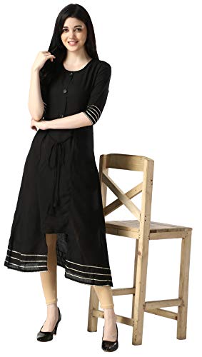 Image of OM SAI LATEST CREATION Designer Slub Cotton Fully Stitched Anarklai Kurti for Women & Girls on Jeans Palazzo or Skirt (Plus Size Upto 2XL)-(Grey)