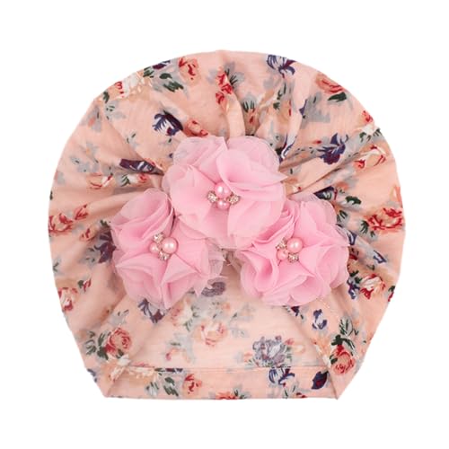 6 Pack Kid Girls Chiffon Flower Turban Hat Caps Comfy Breathable Knit Toddler Floral Beanies Hat Cute Headwraps3