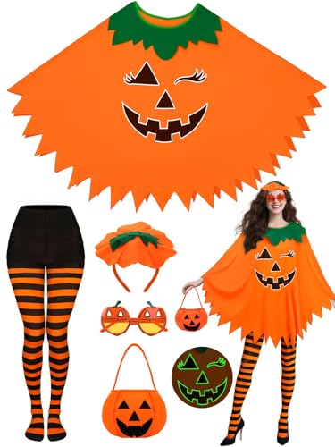 BOARDFEB 5 PCS Halloween Pumpkin Costume, Glow in the Dark Adult ...