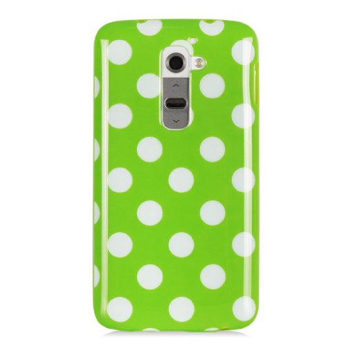 Gadgetsevil Jelly Mercury TPU Rubber Skin Slim Polka Dot Case for LG G2 D802 (Green)