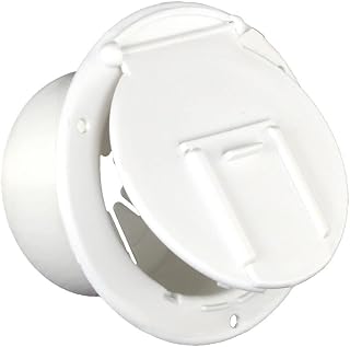 Thetford|B&B Molders RV Replacement Parts and Accessories Camper Round Electrical Cable Cord/Jack Cover Hatch with Back Polar White PN 94328