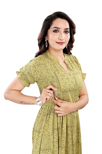 Image of B2F Women's Flared Anarkali Maternity Dress, Feeding Kurti with Concealed Zip for Pre & Post Pregnancy