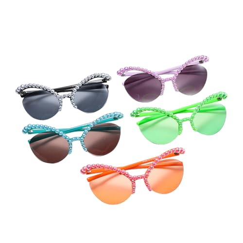 Lunettes de soleil sans monture à perles | Modèle une pièce oversize glamour