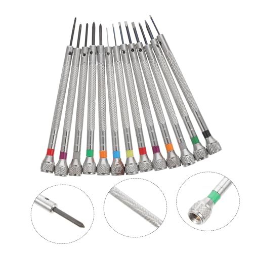 Mobestech 13個 精密ネジし 点入り 腕時計 メガネ ジュエリー修理用 高硬耐久 スリム携帯型 滑り止めハンドル設計で作業効率向上