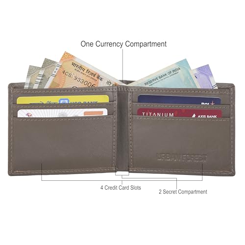 Image of URBAN FOREST Fred Aniline Taupe Leather Wallet for Men