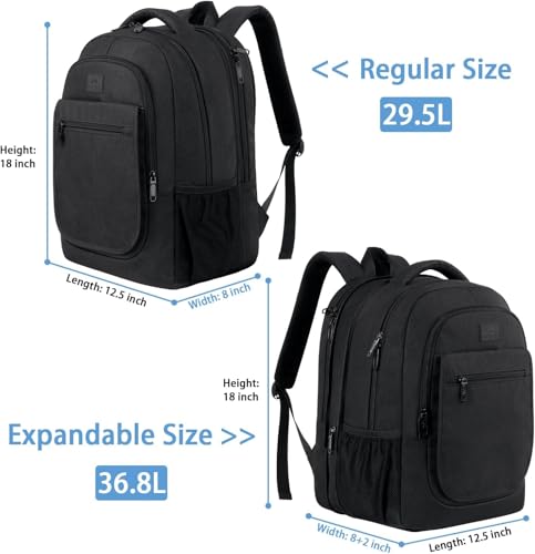 MATEIN College Large Travel Backpack, TSA Expandable Laptop Backpack, Anti Theft Computer Bag Fit 17.3 Inch Laptop Water Resistant College Computer Bag Gift for Men Women, Black by MATEIN - Image 3