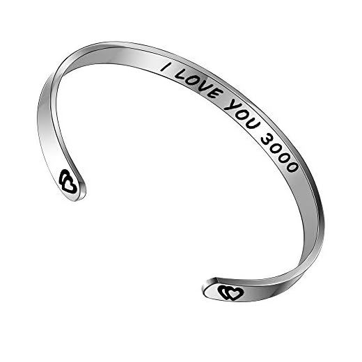Vistaric Inspirerande manschettarmband för kvinnor mamma syster bästa vän flickvän presenter till henne födelsedag vänskap smycken rostfritt stål e rostfritt stål, colore: Jag älskar dig 3000