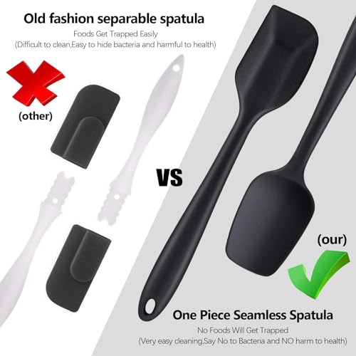 Image of Baskety Silicone Spatula Set - 6 Piece Non-Stick Silicone Spatula Set with Stainless Steel Core - Heat-Resistant Spatula Kitchen Utensils Set for Cooking, Baking and Mixing (Black)