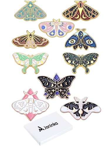 image for Janinka 10 Pieces Butterfly Enamel Pins Set Cute Enamel Backpacks Lape