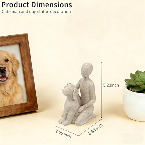 Estatua Decorativa Hombre con Perro de Resina Pintada a Mano miniatura 4