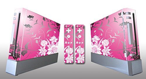 Light Pink Flower Vinyl Decal Skin for Nintendo WII Console & Controllers