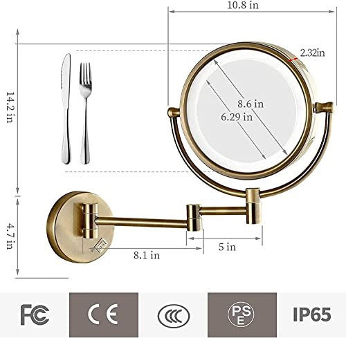 Miroir extensible en bronze à éclairage LED pour vanité haut de gamme - 7