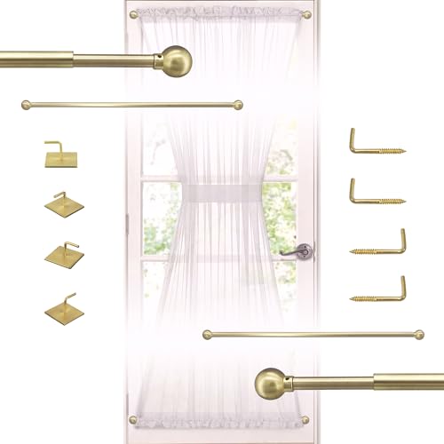 ARNORX 3/8 French Door Curtain Rod 16-28 Adjustable Brass Brushed