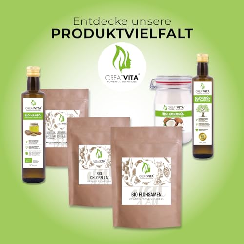 GreatVita Bio Flohsamen 1000g | 99% reine ganze Flohsamen - zertifizierte Bio-Qualität aus Indien | reich an Ballaststoffen & glutenfrei, vegan - ideal für eine gesunde Ernährung