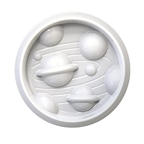 Slow Feeder Dog Cat Bowl No Chocking Slow Feeder Bloat Stop Dog Cat Food Water Bowl with Funny Pattern (white, aerospace) Cover