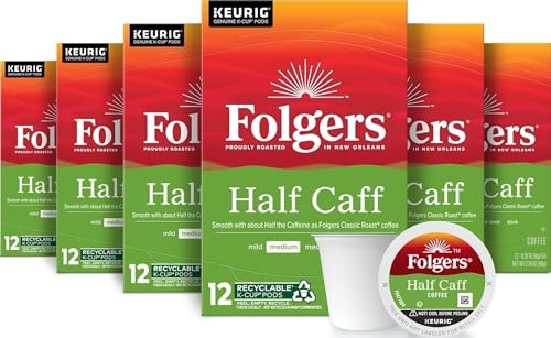 Folgers Half-Caff Medium Roast Coffee, 72 Keurig K-Cup Pods