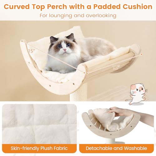 Árbol para gatos de madera de 55.5 pulgadas con múltiples niveles miniatura 7