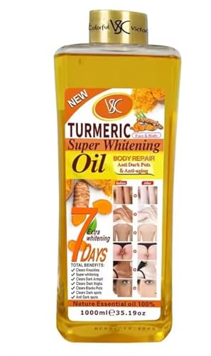 Natural Turmeric Super Whitening Oil for Face and Body Care, 1000ml, 7 Days Formula