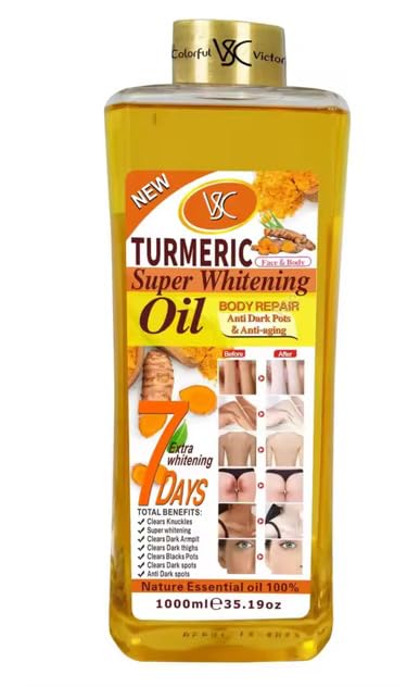 Natural Turmeric Super Whitening Oil for Face and Body Care, 1000ml, 7 Days Formula