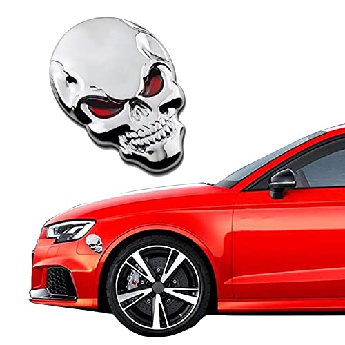Image of 3D Skull Car Sticker Metal Skeleton Crossbones Motorcycle Self Adhesive Sticker Label Skull Emblem Badge Decals for All Car Zinc Alloy Emblems Decoration Stickers