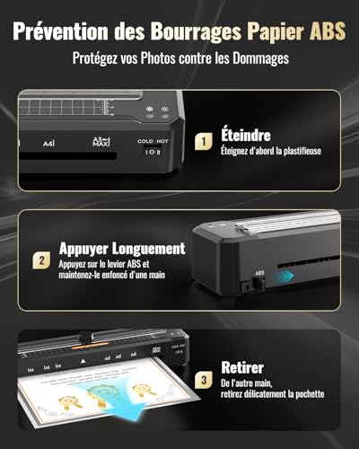 Plastifieuse A3 avec massicot et arrondisseur d'angle pour bureau et maison