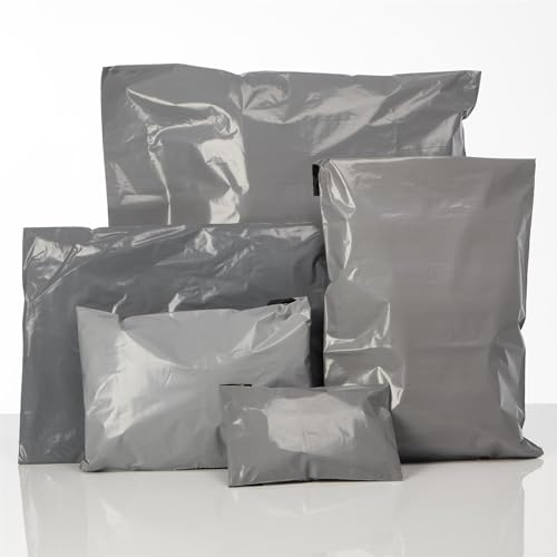 Packaging Products Online - 25 x Grey Plastic Mailing Postage Bags - 320mm x 440mm (12" x 17") - Strong Self Adhesive Seal