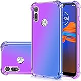 Jhxtech - Custodia per Motorola Moto E6 Plus (15,5 cm), trasparente e graziosa, sottile, antigraffio, flessibile, in TPU, antiurto, per Motorola Moto E6 Plus (viola/blu)