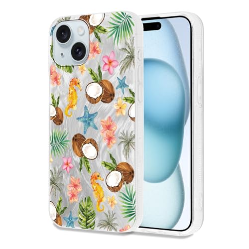 Coque iPhone 15 protection souple TPU transparente avec motif de hippocampes