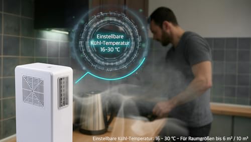 Sichler Haushaltsgeräte Air Conditioner: Mobile Klimaanlage ohne Abluftschlauch, 1.800 BTU/ h, 500 W, WLAN, App (Klimaanlage mobil leise, ohne Außengerät)-3