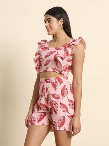 Image of Womens 2-Piece Printed Coord Set | Crop Shrit & Skirt-Short Dress