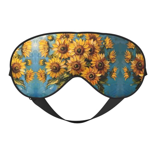 油彩画 ひまわりプリント スリープマスク ナイト目隠し ソフトアイシェードカバー レディース メンズ 旅行 昼寝 瞑想用