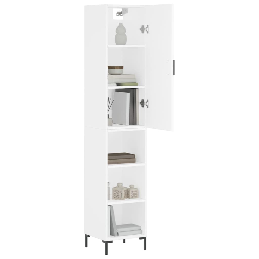 Wysoki kredens biała sklejka wysoka kredens z metalowymi drzwiami i nogami do organizacji domu 34,5x34x180 cm