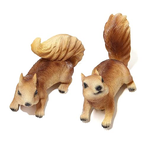 Statues d'écureuil en résine pour décoration de jardin - Décoration d'intérieur et d'extérieur - 2 écureuils Cover