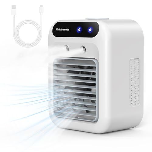 Climatiseur Portable Mobile Silencieux – Refroidisseur d&rsquo;air 500ml, 2 Vitesses et 2 Modes de Brumisation – Rafraichisseur d&rsquo;air pour Coucher, Bureau