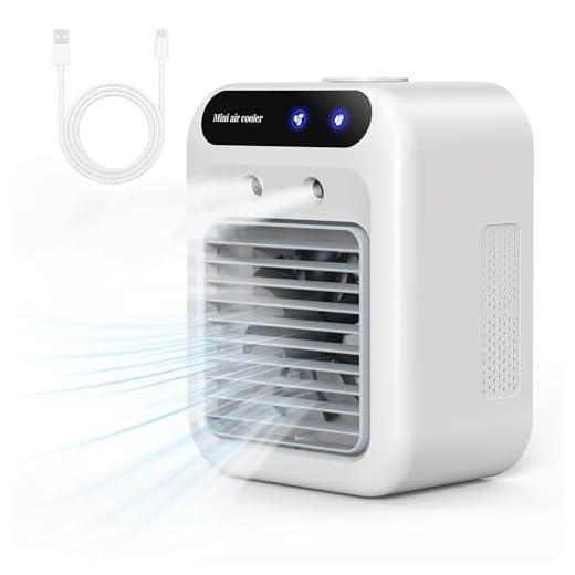 Aire Acondicionado Portatil, Mini USB Ventilador, Enfriador de Aire, Aire Humidificador Portátil Silencioso, 2Velocidades de Ventilador, 2 Modos de Nebulización, Adecuado para Hogar, Oficina
