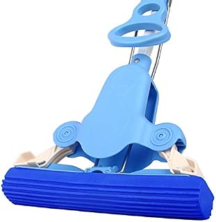 MR.SIGA Sponge Mop with Super Absorbent Sponge Head and Telescopic Handle, Blue