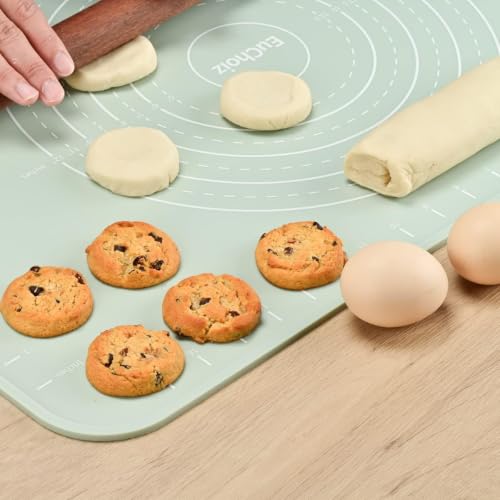 Image of Purebake Extra Thick Silicone Baking Mat 50x40 cm - Non Stick Silicone Mat for Kitchen, Roti & Chapati Making | Pastry Kneading Mat for Dough, Cookies, Pizza | Heat Resistant BPA Free (Sage Green)