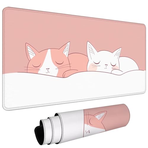 Large Extended Gaming Mouse Pad 15.7x35.4in Stitched Edge Desk Mat for Desktop, Personalized Design, Premium Mousepad Washable Cloth, Keyboard Pad XL Mouse Mat for Home & Office (Cartoon Cat) L#L1520