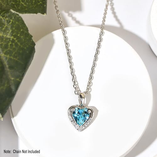 Image of SILVERTOWN 925 Silver Celestial Grace Heart Pendant Necklace | Hallmarked | White Rhodium Plated | Gift For Women and Girls