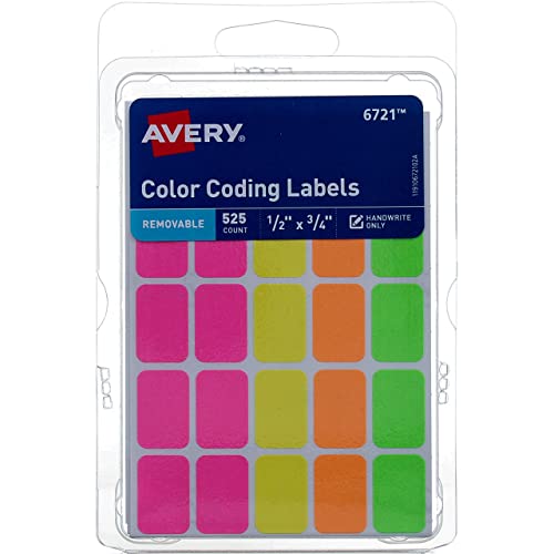 Avery Colored Labels, 525 Per Pack, Rectangular, Assorted Colors, 6 Pack = Total 3150 Labels #TOP30